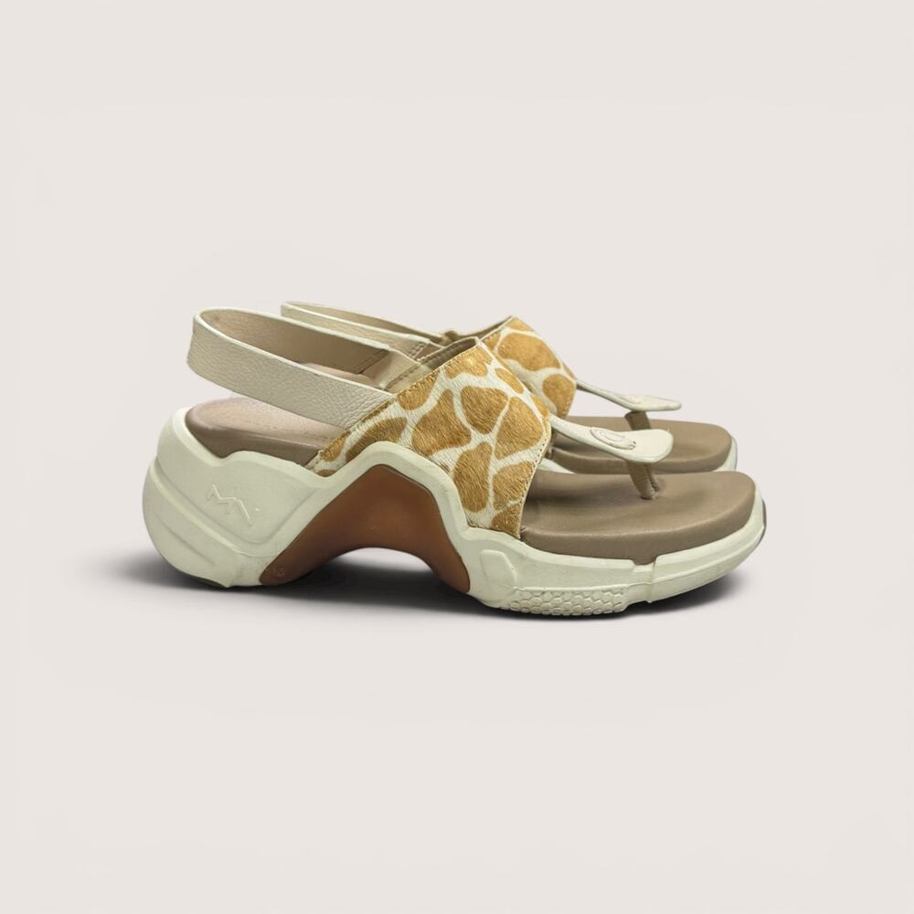 Mark Nason Women’s Neo Block Maggie Animal Print Sandals Size 8 Beige